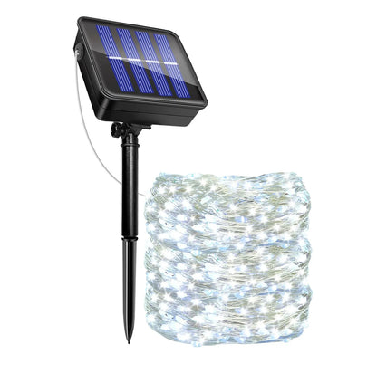 DFShop outdoor solar fairy lights with solar panel and bright white LED string lights for garden decoration