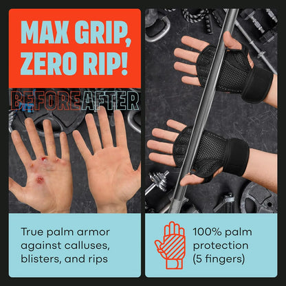 DFShop weightlifting gym gloves with max grip and full palm protection preventing calluses and rips
