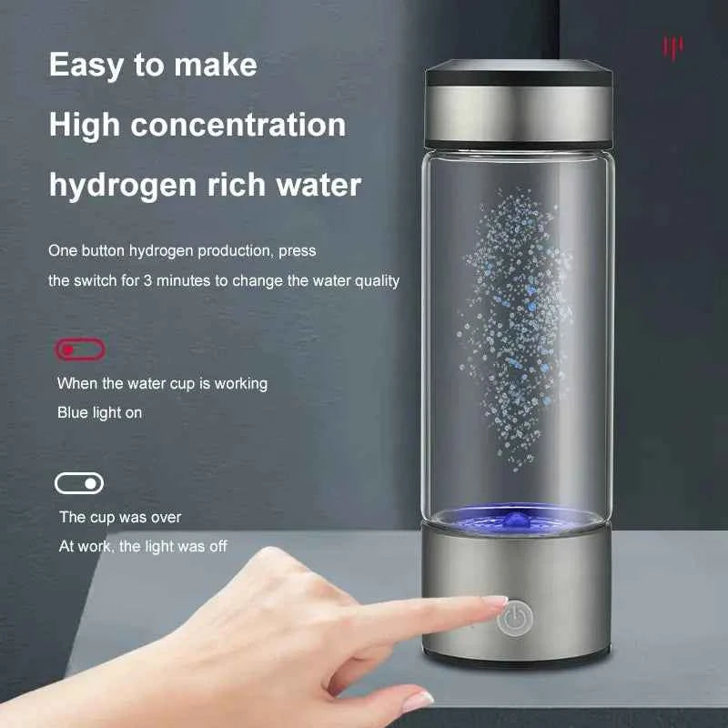 Portable hydrogen water generator by DFShop with one-button operation and blue light indicator for hydrogen-rich water