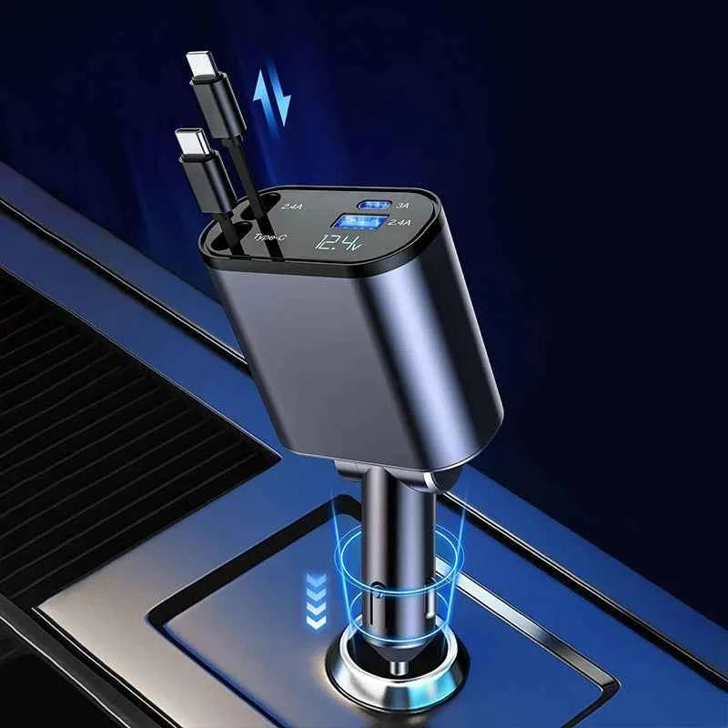 DFShop Retractable Car Charger USB Type C for Fast Charging - DFShop
