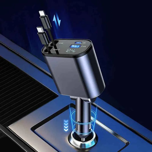 DFShop Retractable Car Charger USB Type C for Fast Charging - DFShop