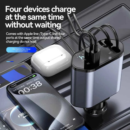 DFShop Retractable Car Charger USB Type C for Fast Charging - DFShop