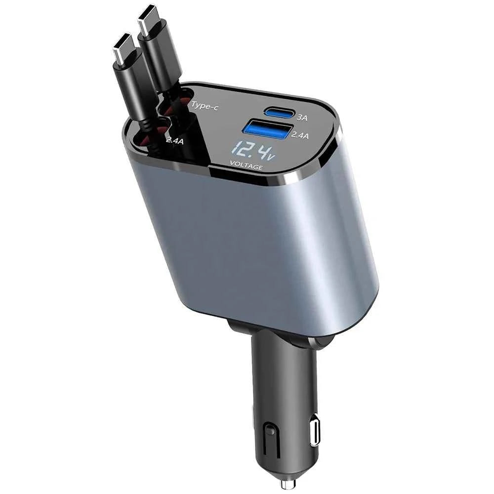 DFShop Retractable Car Charger USB Type C for Fast Charging - DFShop