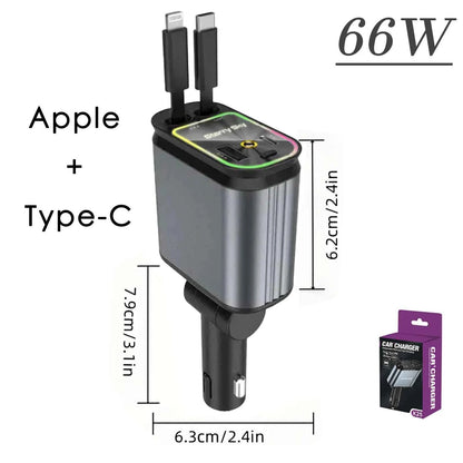 DFShop Retractable Car Fast Charger with Star Projector - DFShop