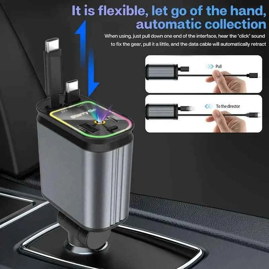 DFShop Retractable Car Fast Charger with Star Projector - DFShop