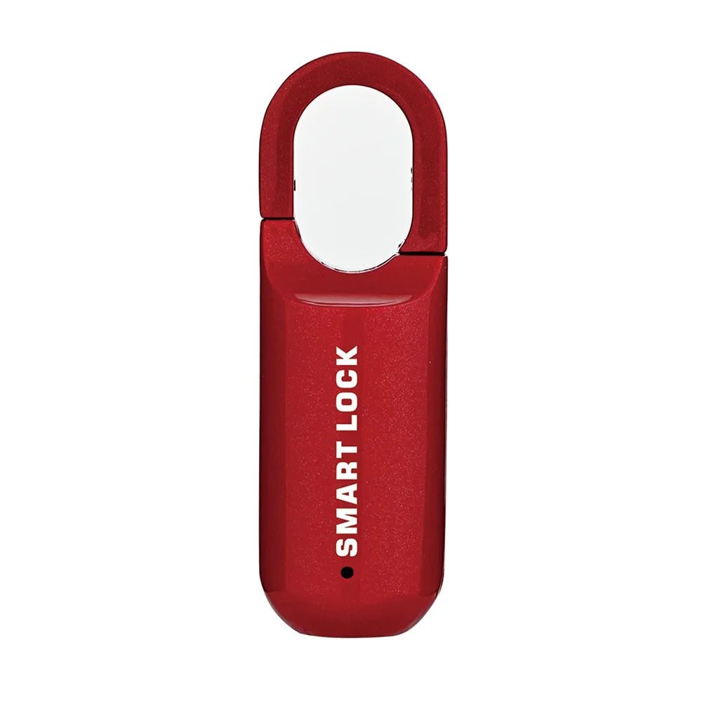 Red fingerprint padlock for lockers with smart lock label and compact design by DFShop