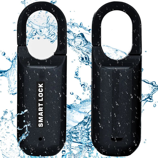 Water-resistant fingerprint padlock for lockers with smart lock technology in black by DFShop