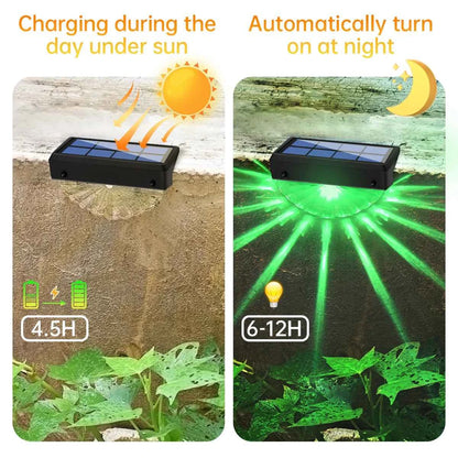 DFShop solar deck lights outdoor waterproof charging in day and glowing green light at night