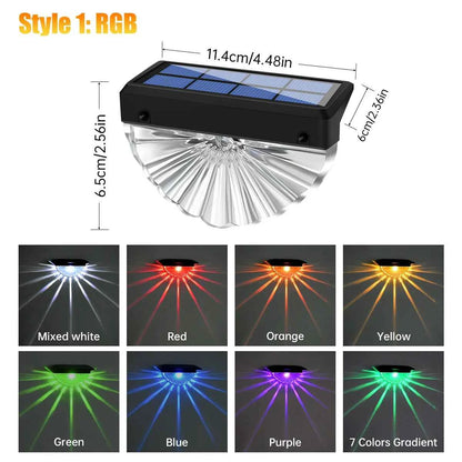 DFShop solar deck lights outdoor waterproof with RGB color options including red, orange, yellow, green, blue, purple, and white