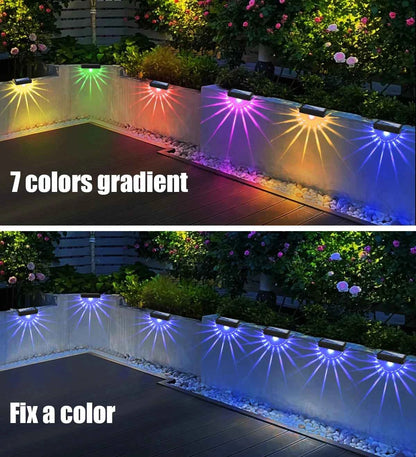 DFShop solar deck lights outdoor waterproof with 7 color gradient and fixed color options illuminating garden wall