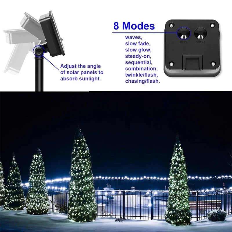 DFShop solar fairy string lights outdoor with adjustable solar panels and 8 lighting modes for garden decoration