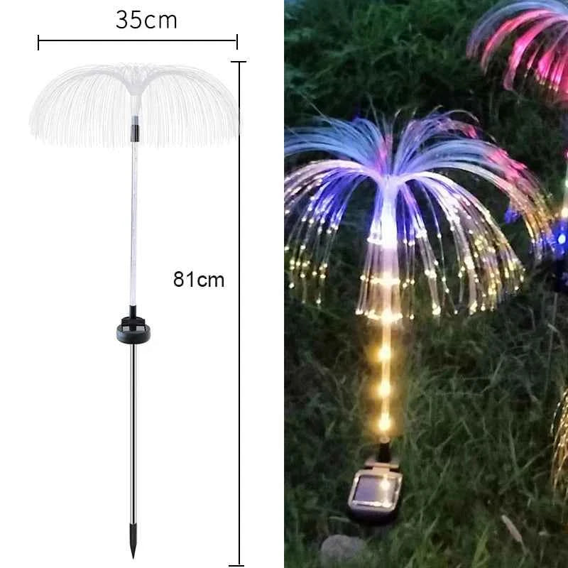 DFShop solar jellyfish garden lights with colorful fiber optic strands and solar panel stake for outdoor decoration