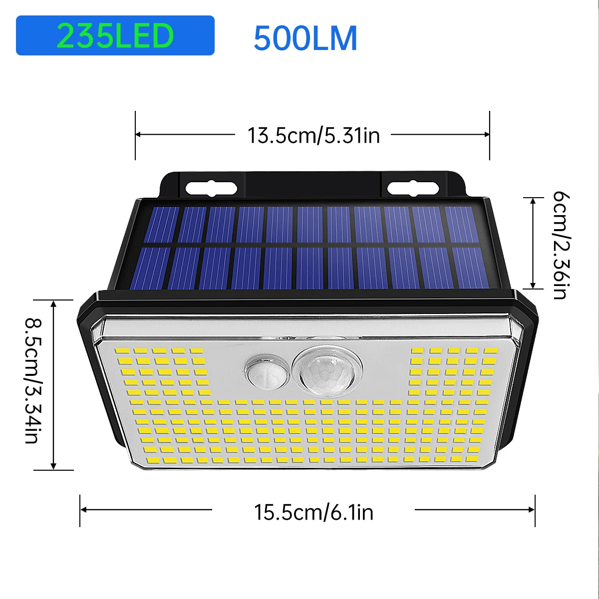 DFShop solar powered outdoor lights with 235 LED and motion sensor in black housing