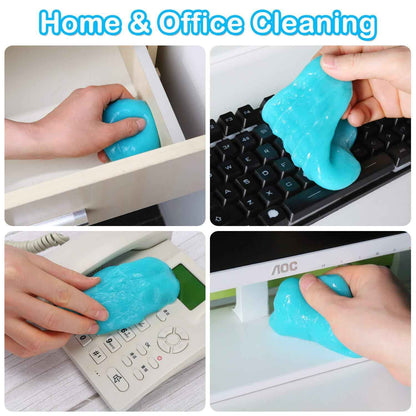 Blue car cleaning gel used for cleaning keyboard, drawer, telephone, and computer monitor