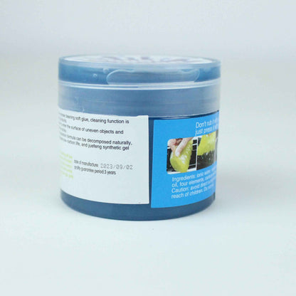 DFShop car cleaning gel in a blue transparent container for removing dirt from uneven car surfaces