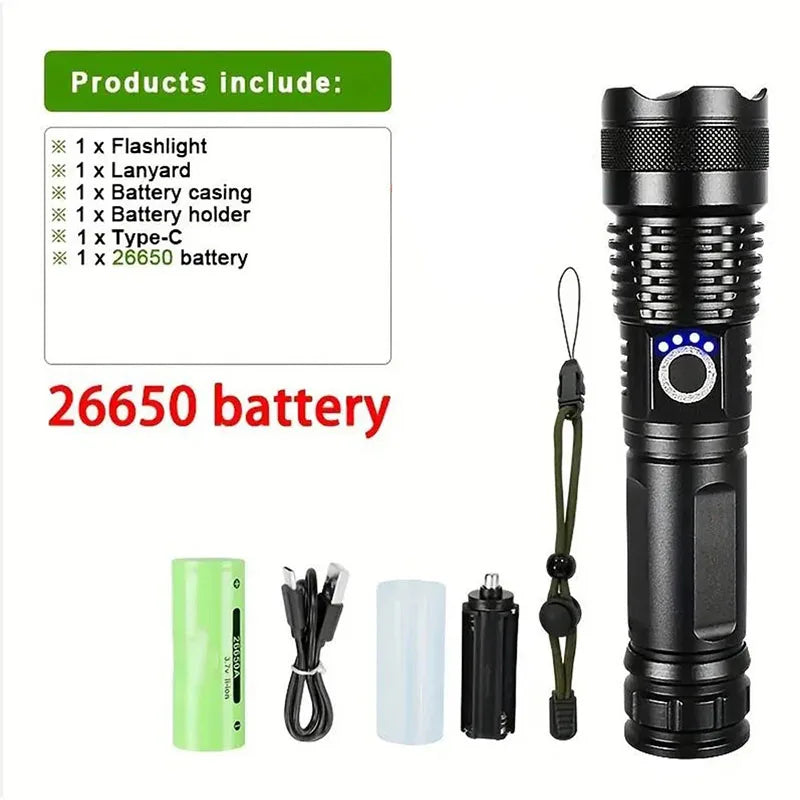 DFShop Tactical LED Flashlight Torch Lantern - Super Bright 100000Lm - DFShop