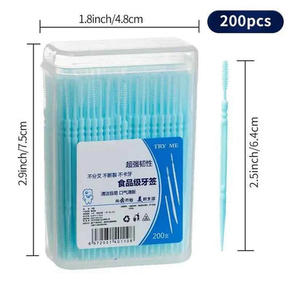 DFShop ultra fine family toothpick box with 200 blue toothpicks in clear plastic case