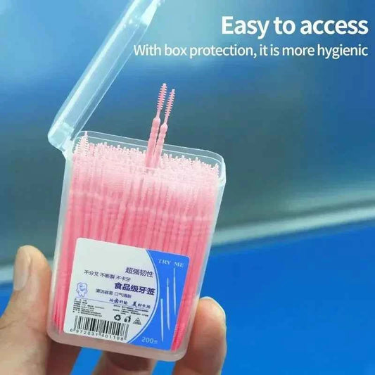 DFShop ultra fine family toothpick box with pink toothpicks and hygienic easy access lid