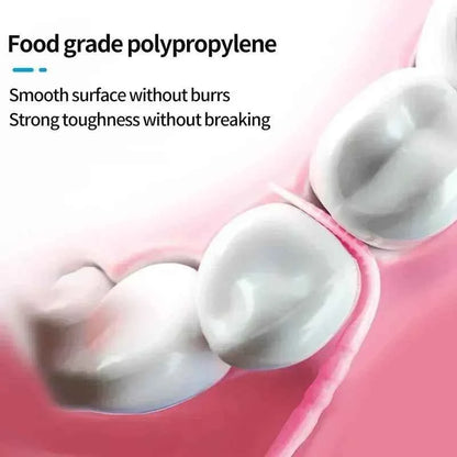 Close-up of healthy teeth and gums highlighting food grade polypropylene features for ultra fine family toothpick box