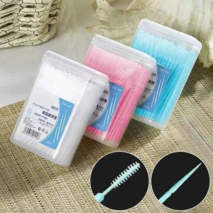 DFShop ultra fine family toothpick box with white, pink, and blue toothpicks in transparent containers