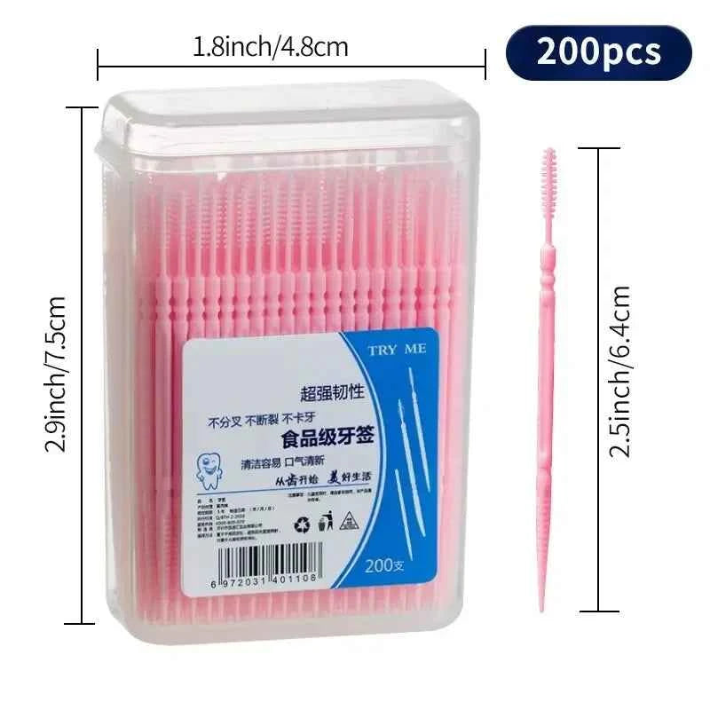 DFShop ultra fine family toothpick box with 200 pink toothpicks in a clear plastic container