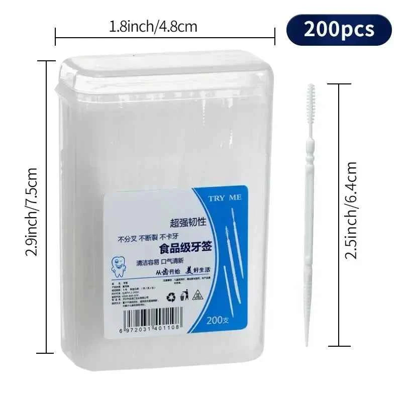 DFShop ultra fine family toothpick box containing 200 pieces with compact and clear plastic container