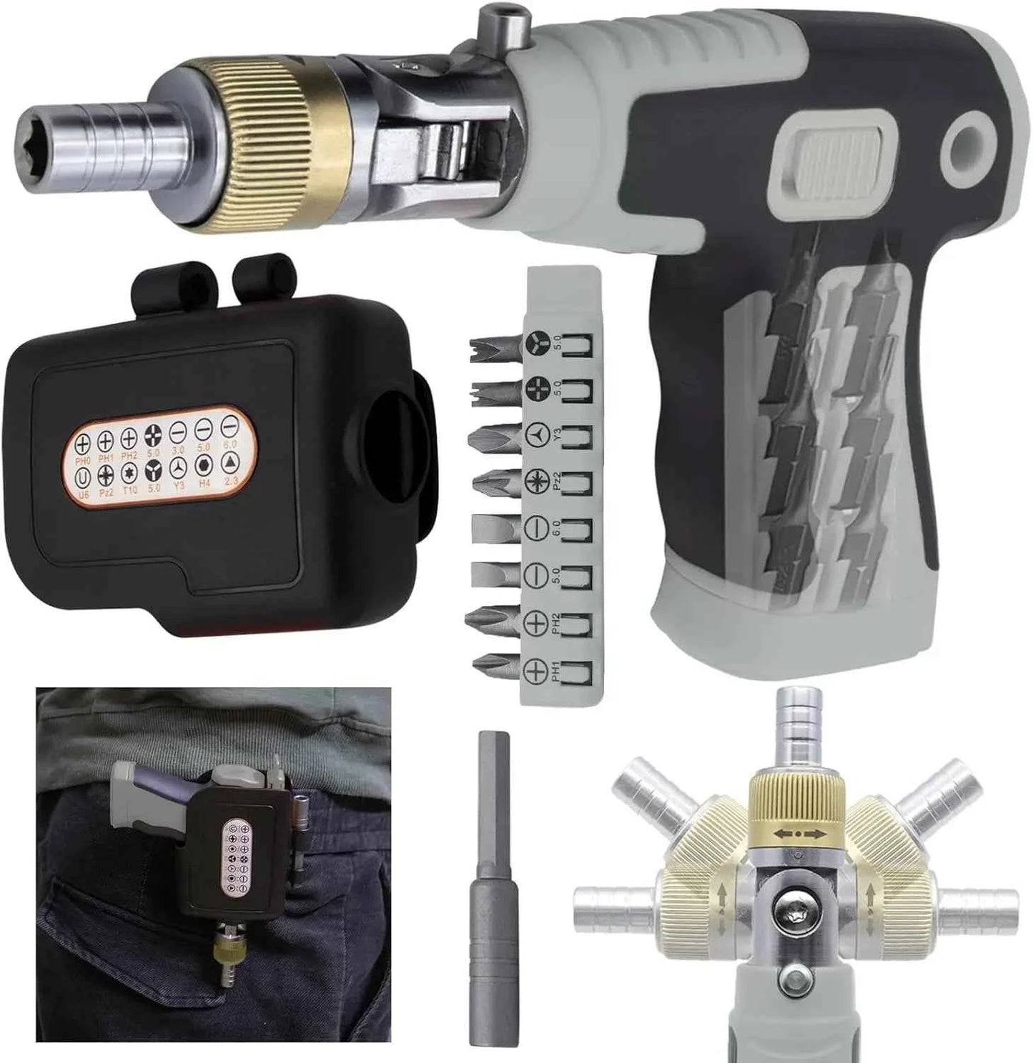DFShop 16 in 1 multi tool screwdriver with multiple interchangeable bits and compact carrying case
