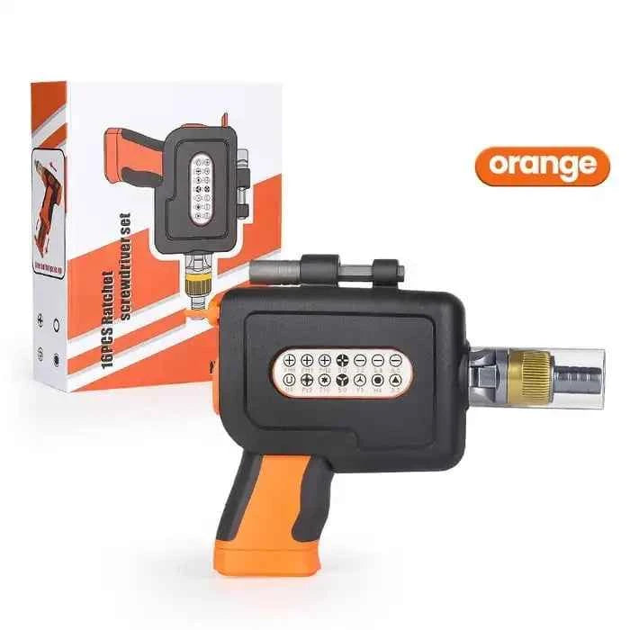 16 in 1 multi tool screwdriver with orange and black ratchet handle by DFShop