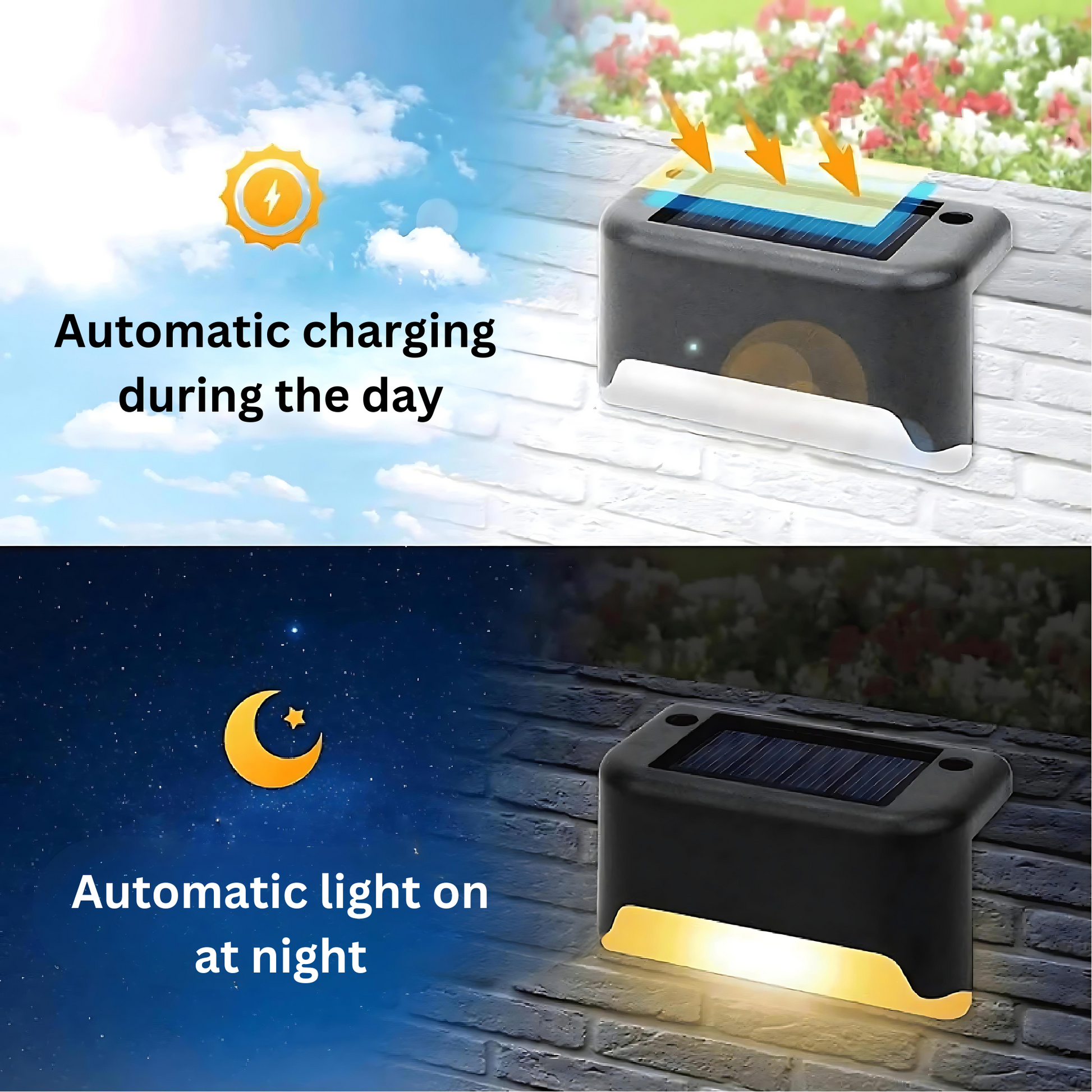 Cordless solar wall lights with automatic charging in day and light on at night by DFShop