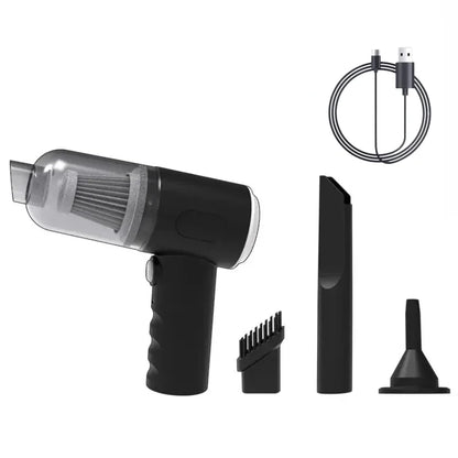 DFShop wireless car vacuum cleaner with brush, crevice tool, nozzle, and USB charging cable