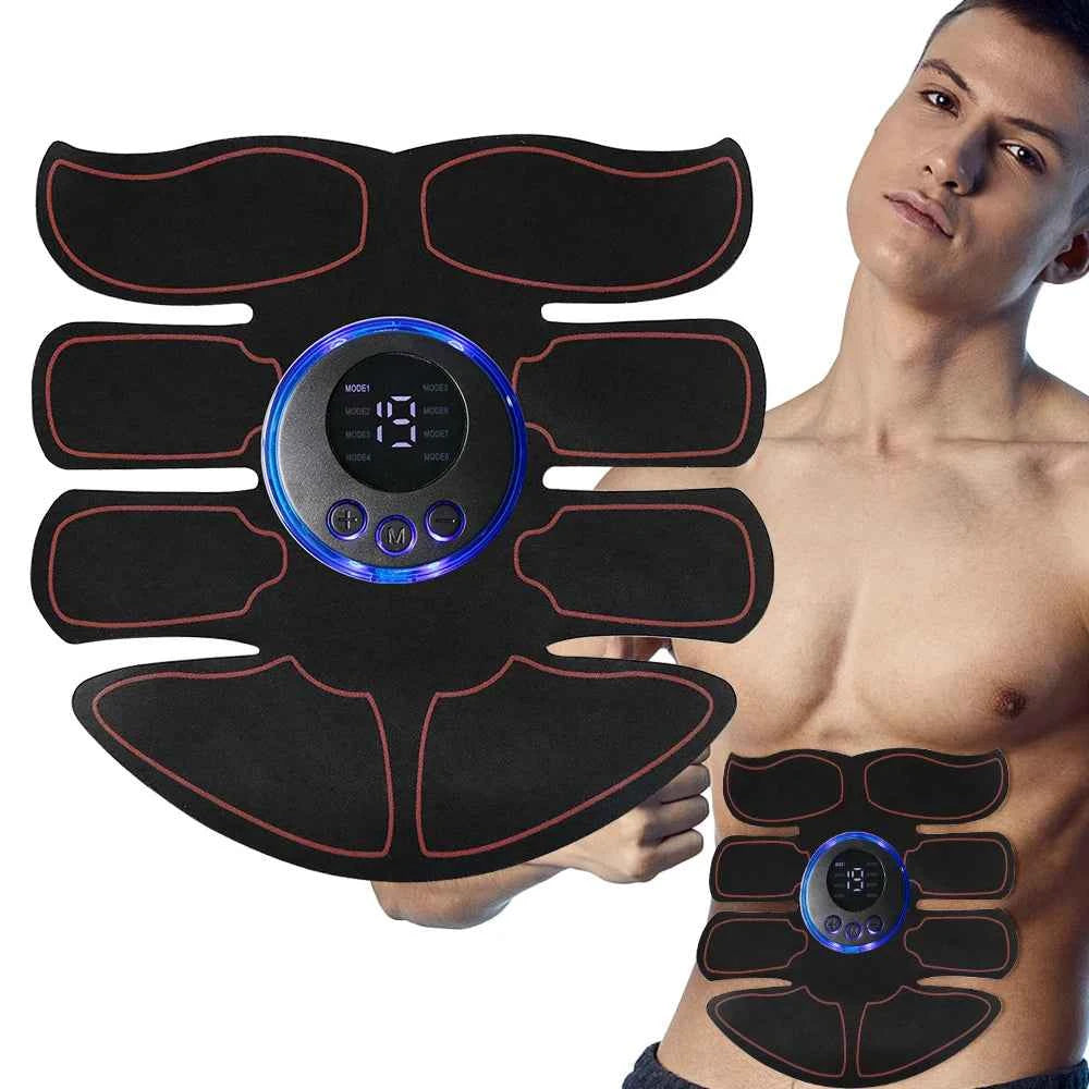 DFShop wireless EMS muscle stimulator black abdominal toning device with digital display and control buttons