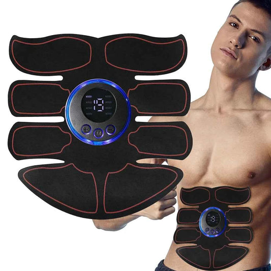 DFShop wireless EMS muscle stimulator black abdominal toning device with digital display and control buttons