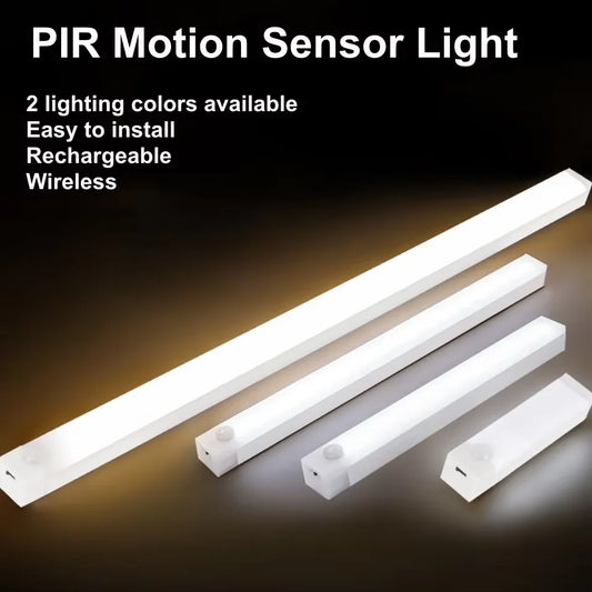 Wireless LED motion sensor night light with rechargeable batteries and two lighting colors