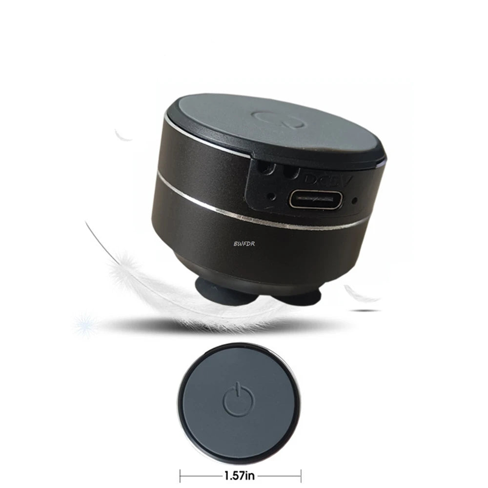 DFShop wireless mini vibration speaker in compact black design with power button and USB port
