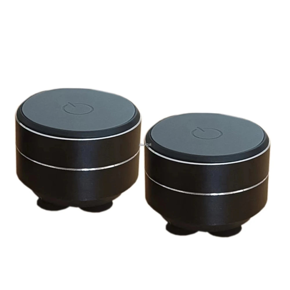DFShop wireless mini vibration speaker pair in black with silver accents and power buttons on top